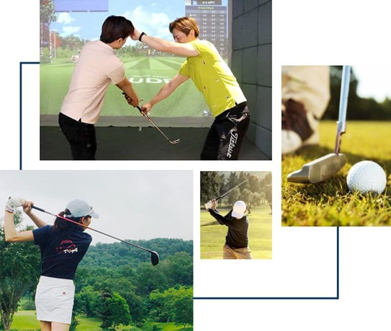 Học viên được hỗ trợ dụng cụ học golf chất lượng và rèn luyện tại phòng golf 3D, sân golf ngoài trời