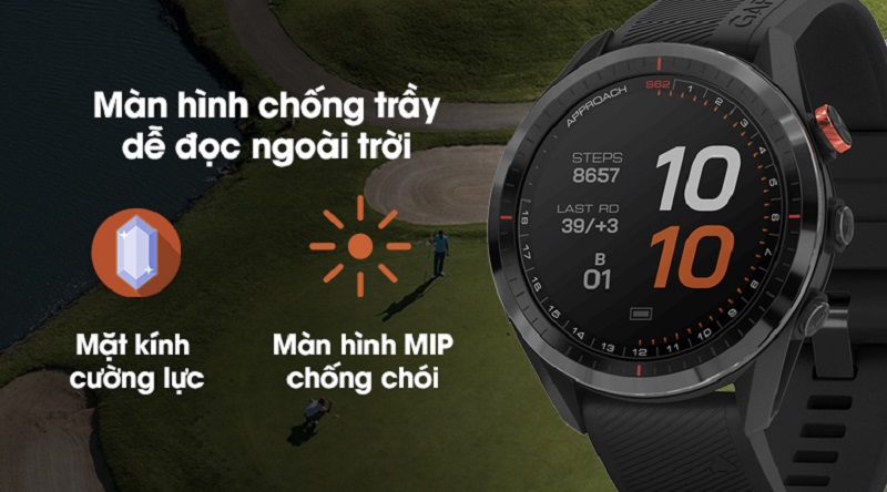 Garmin S62 có màn hình chống xước, chống chói