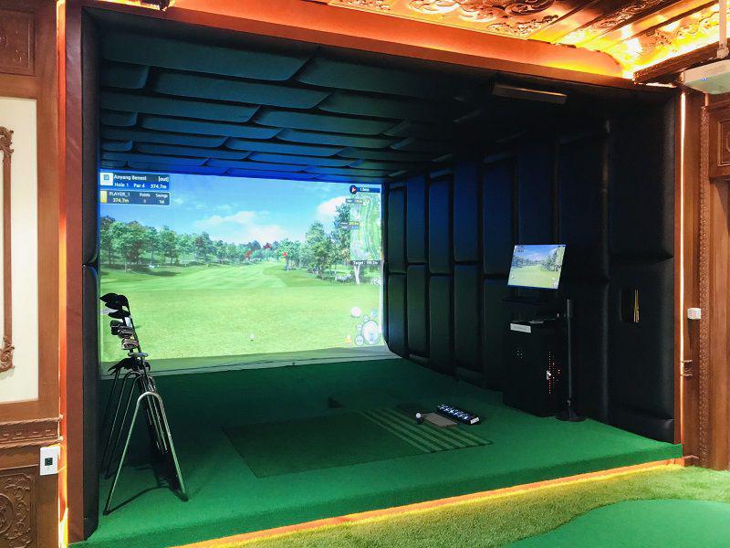 Màn hình golf 3D lắp ở phòng golf 3D, được sử dụng qua hiển thị hình ảnh từ máy chiếu