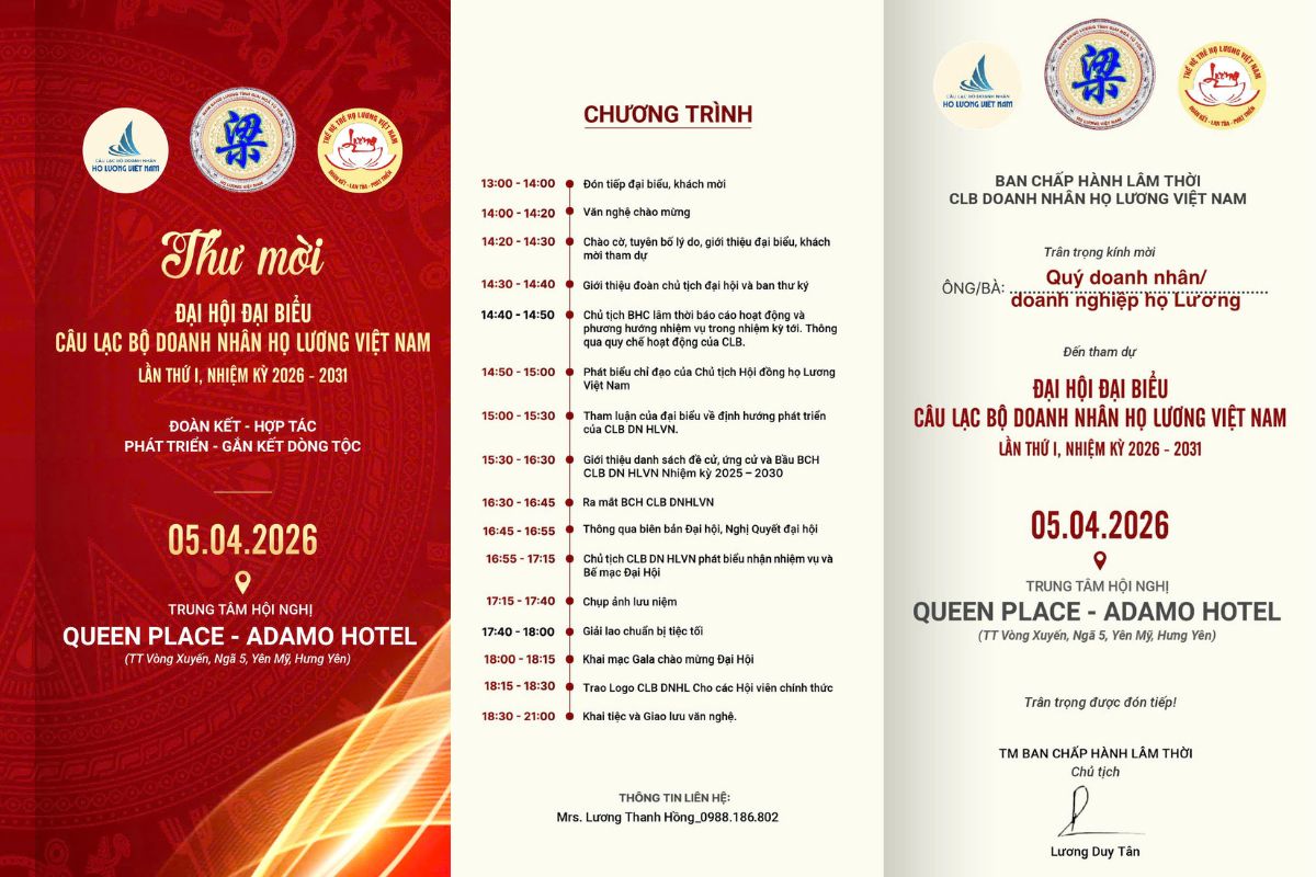 Đại hội Đại biểu Câu lạc bộ Doanh nhân Họ Lương Việt Nam